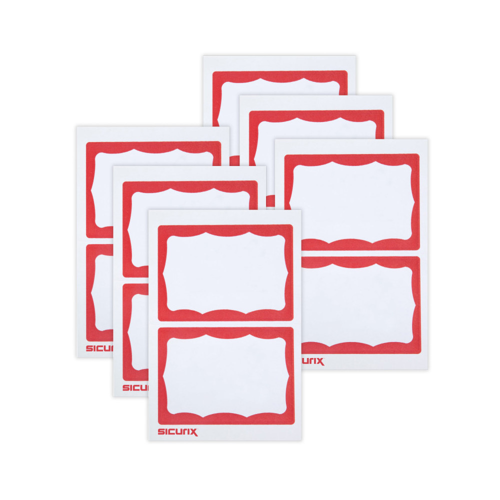 BAU67642-6 Adhesive decals with Red Border, 100 per Pack - Pack of 6