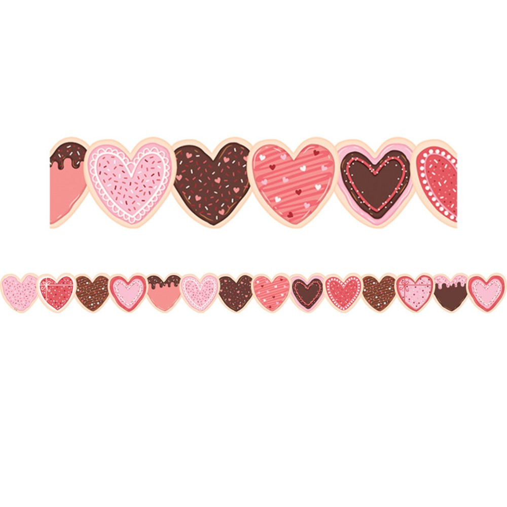 Picture of Teacher Created Resources TCR6950-6 35 ft. Frosted Heart Cookies Die-Cut Border Trim Border - Pack of 6