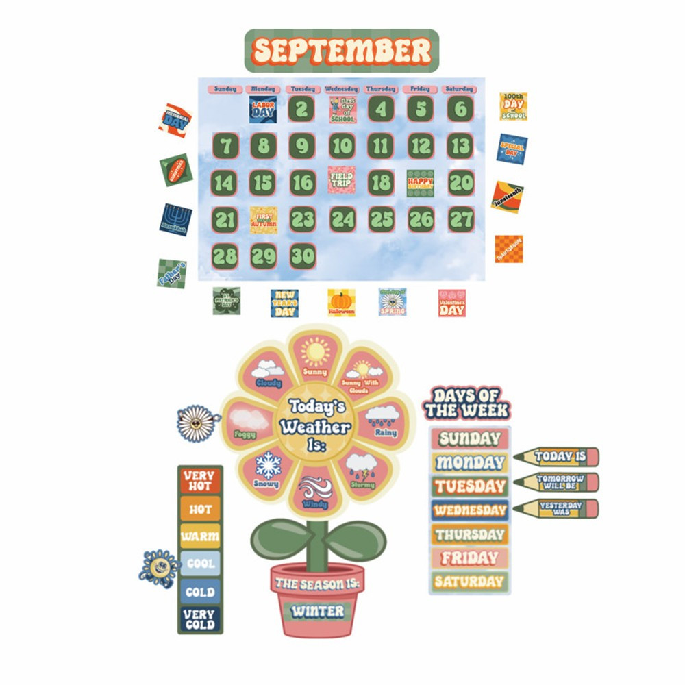 Picture of Eureka EU-847849 S Cool Era Calendar Bulletin Board Set