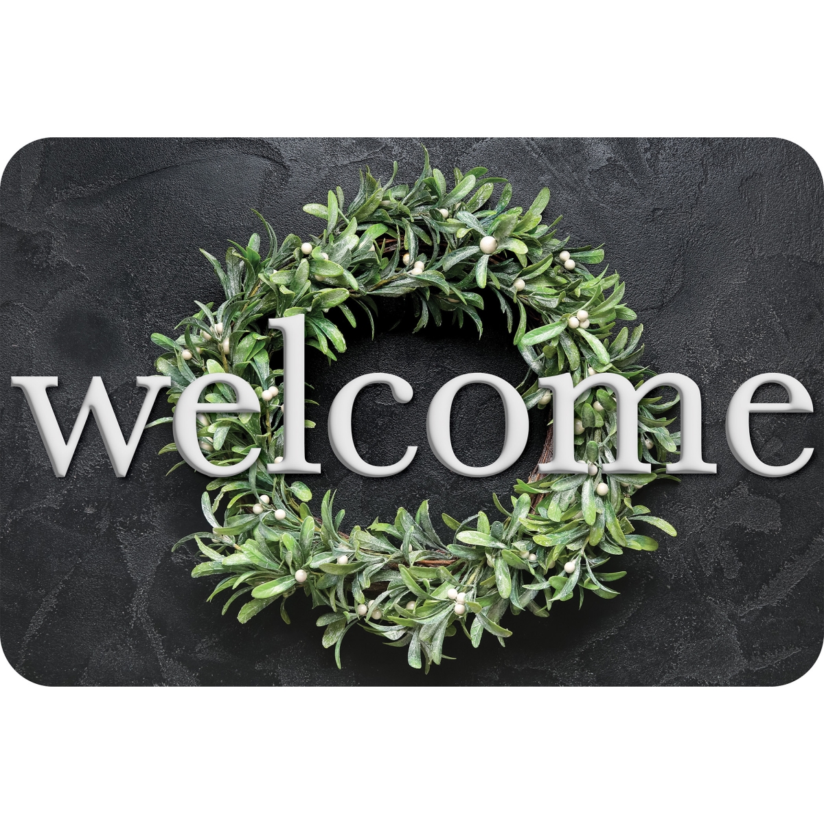 Picture of Ashley Productions ASH91574 15.5 x 23.5 in. Slate Wreath Welcome Mat