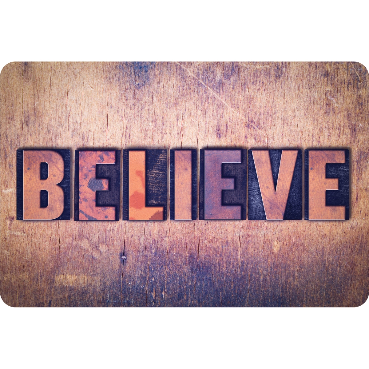 Picture of Ashley Productions ASH91588 15.5 x 23.5 in. Believe Letterpress Welcome Mat