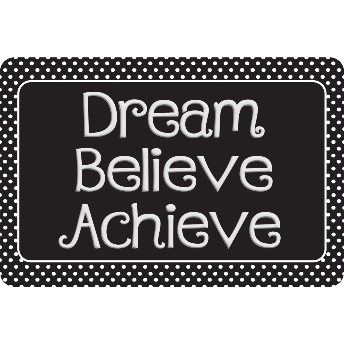 Picture of Ashley Productions ASH91584 15.5 x 23.5 in. Dream Believe Achieve Welcome Mat&#44; Black with White Dots