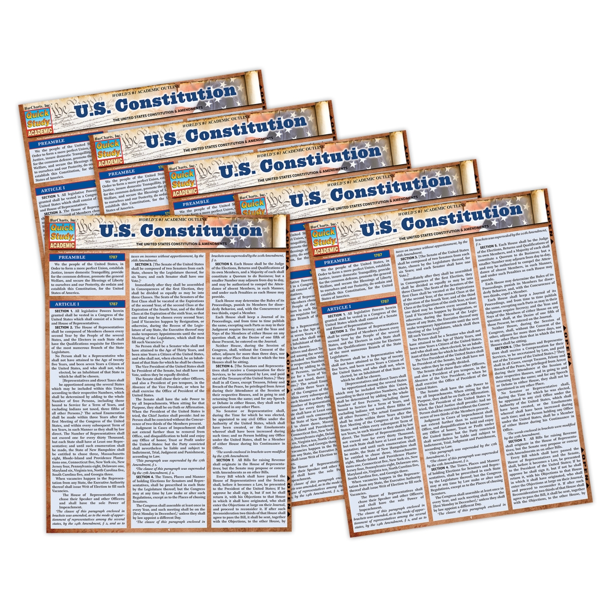 Picture of Barcharts QS-9781423251231 USA Constitution Laminated Study Guide - 6 Count