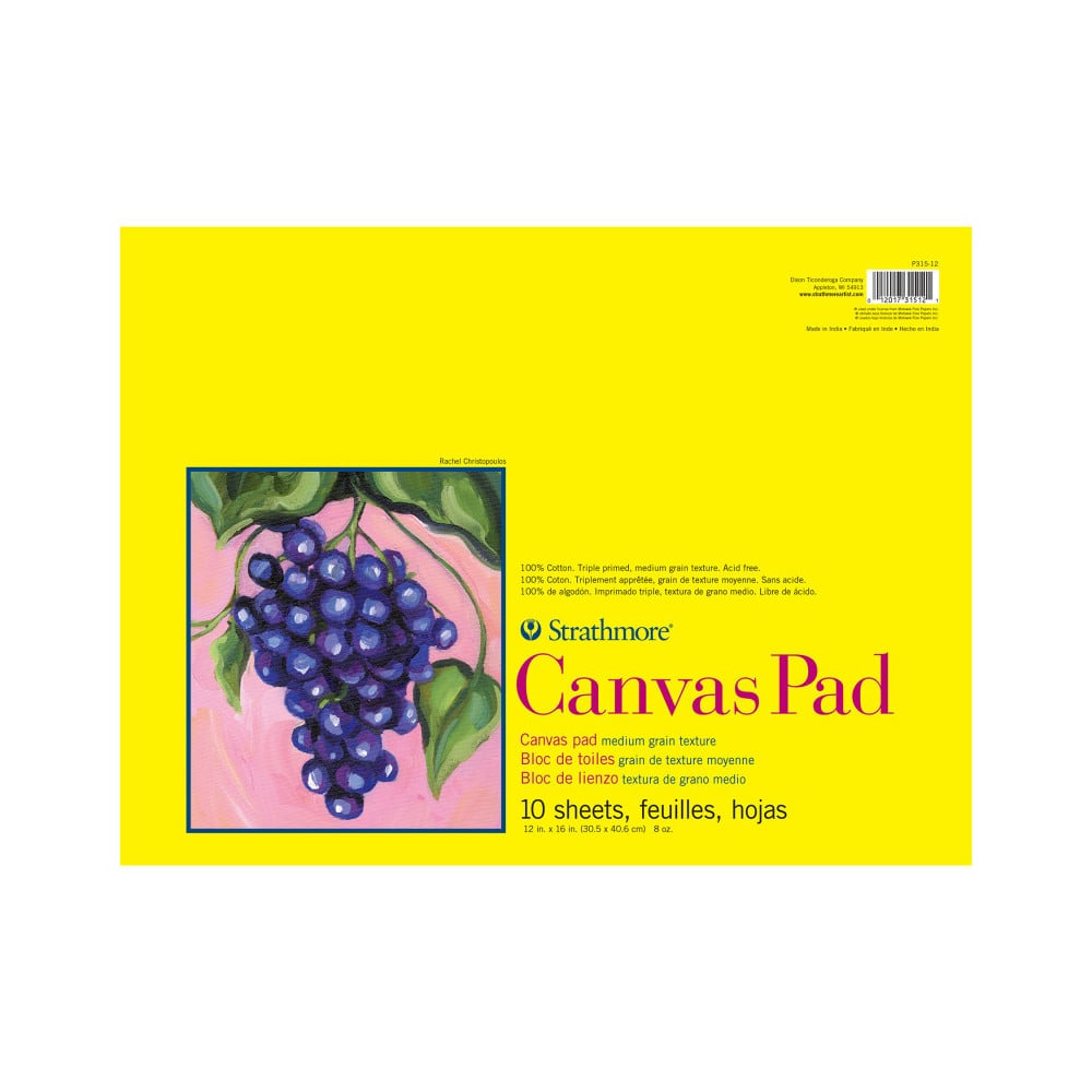 STTP31512 12 x 16 in. Strathmore 300 Series Canvas Pad with Tape Binding - 10 Sheets
