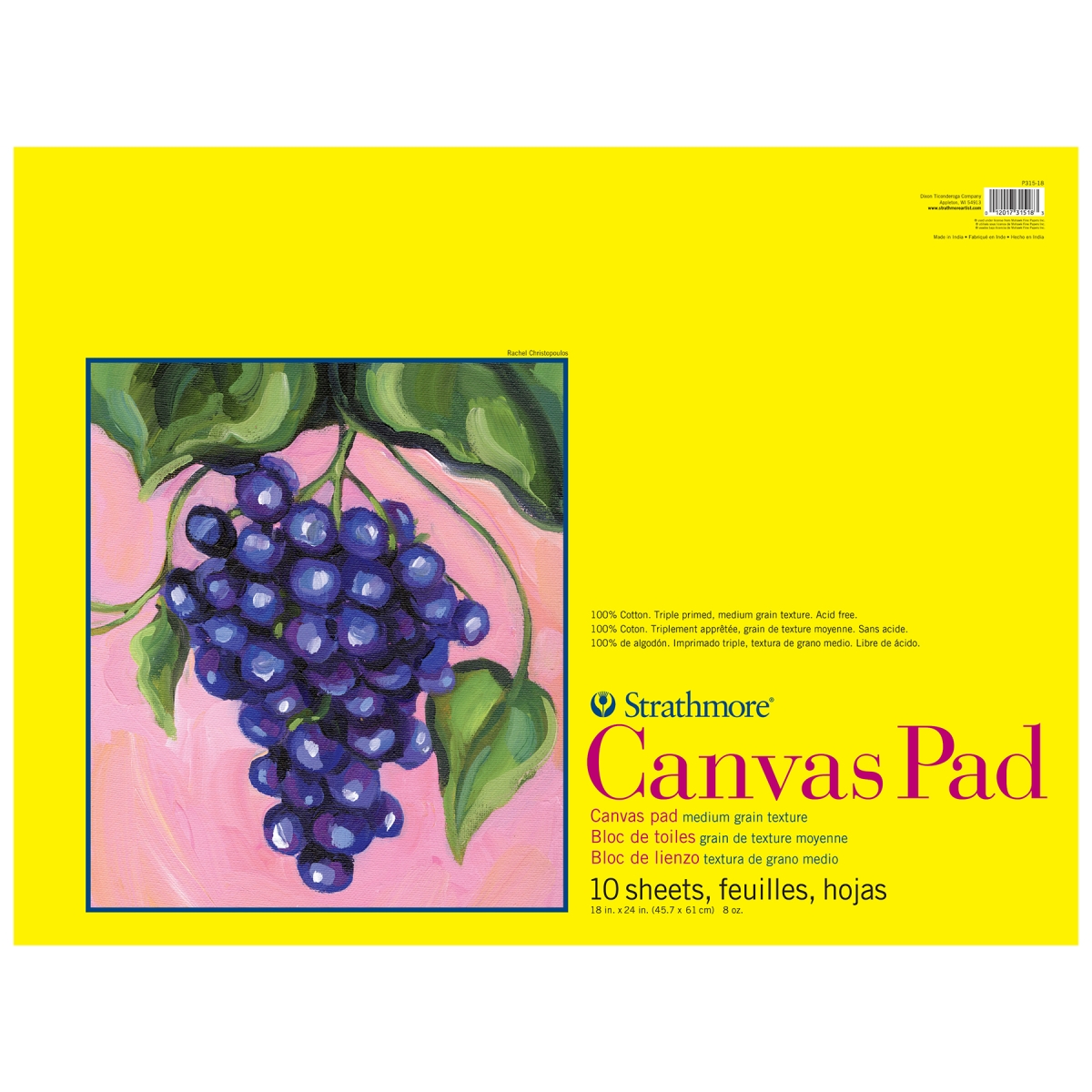 STTP31518 18 x 24 in. 300 Series Tape Binding Canvas Pad, 10 Sheets