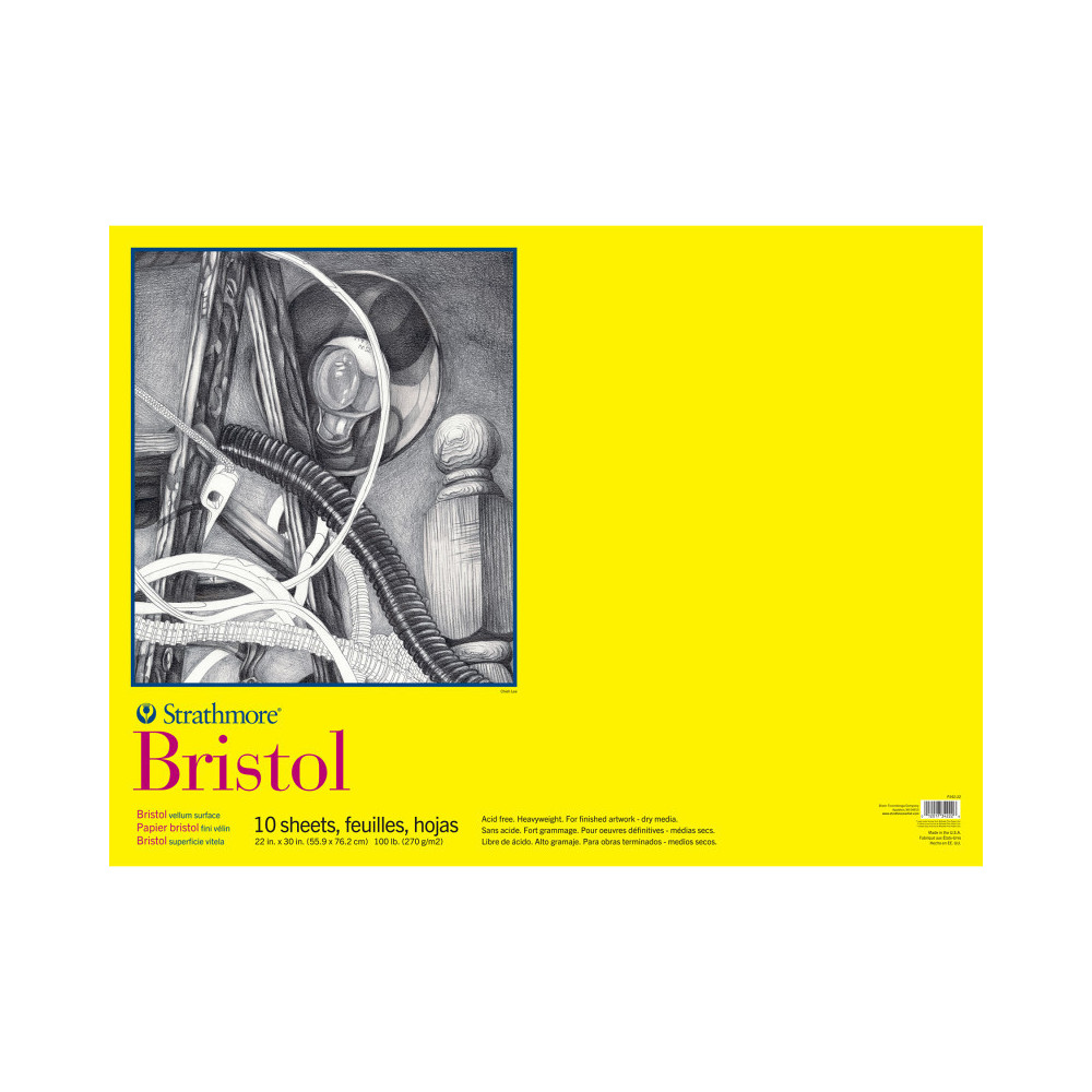 STTP34222 22 x 30 in. Strathmore 300 Series Bristol Paper Pad with Vellum Tape Binding - 10 Sheets