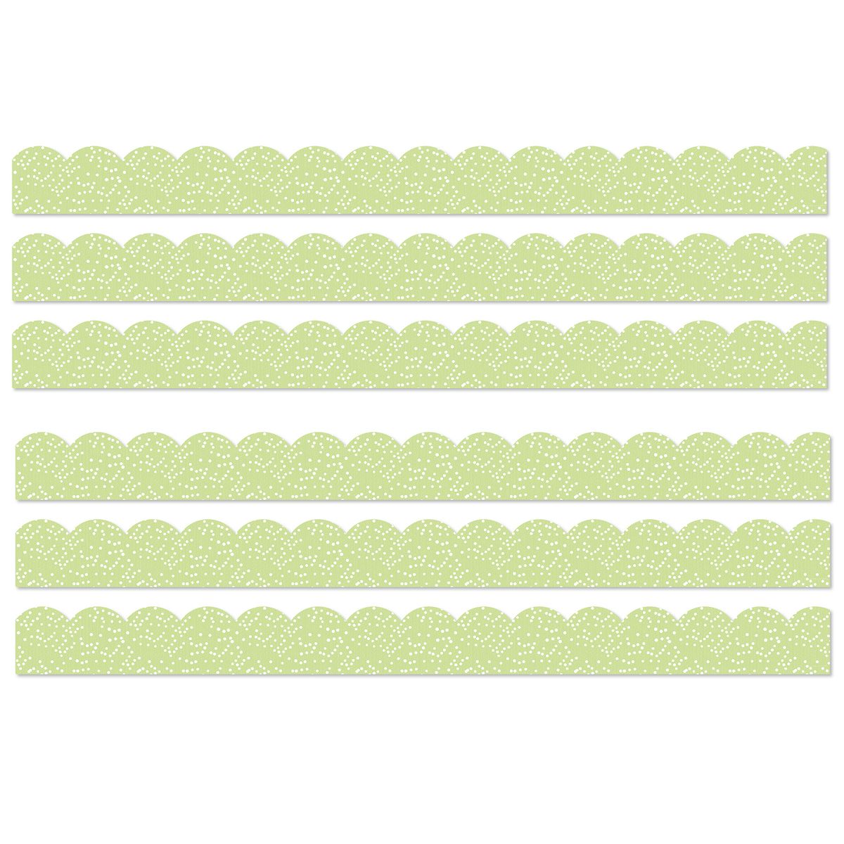 Picture of Carson Dellosa CD-108547-6 0.84 x 3.36 x 38.0 in. Crafty Cool Light Green & Dots Scalloped Bulletin Board Borders&#44; Pack of 6