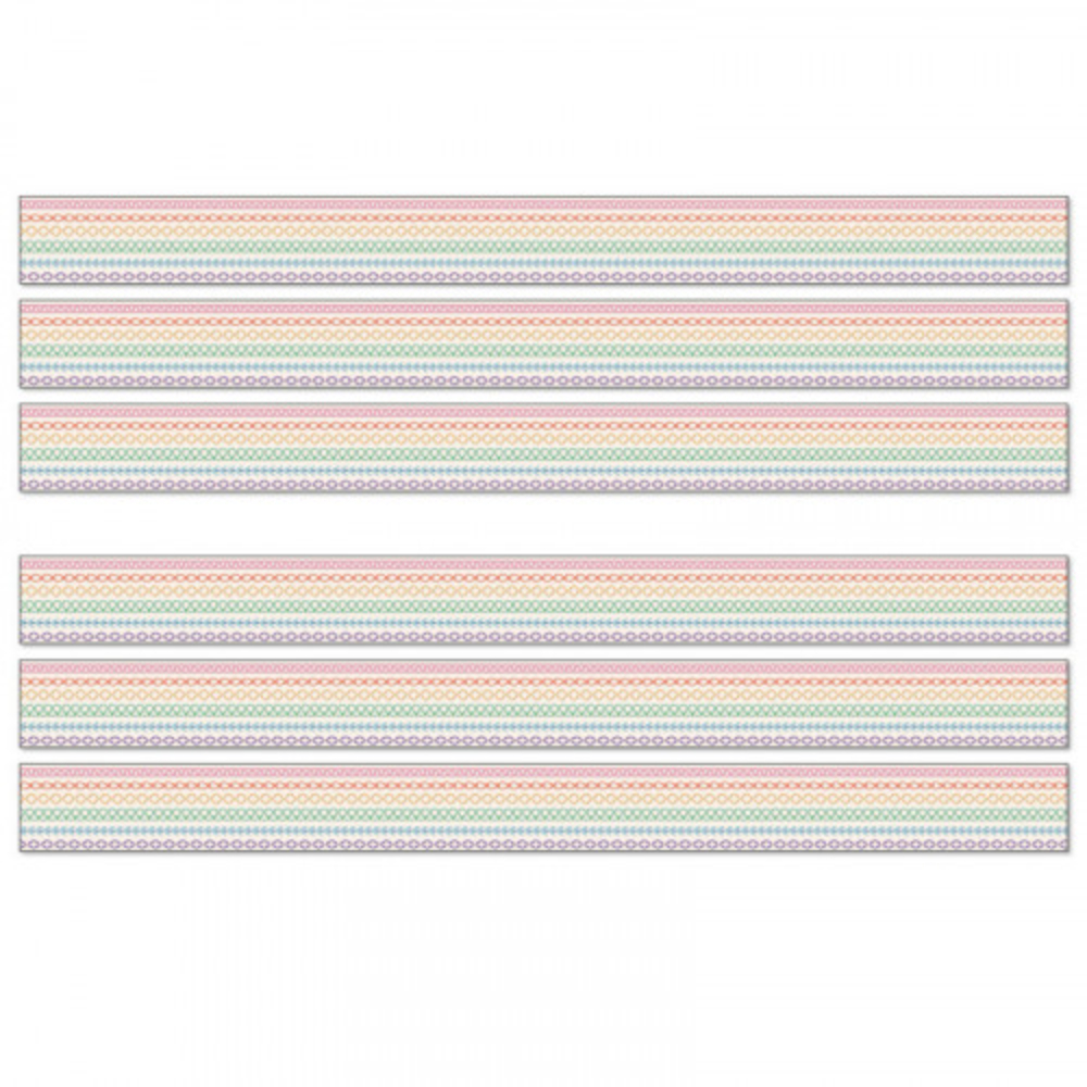 Carson Dellosa CD-108545-6 3 x 36 in. Crafty & Cool Straight Borders, Rainbow Stitched - Set of 6