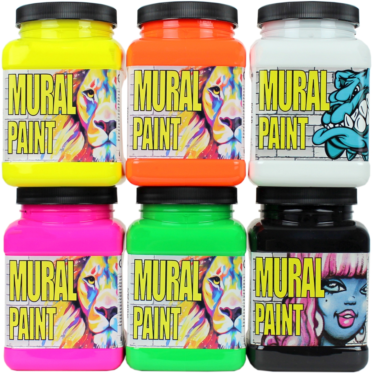 Chroma CRM2894 Mural Paint Pint, Neon Color - 6 Piece
