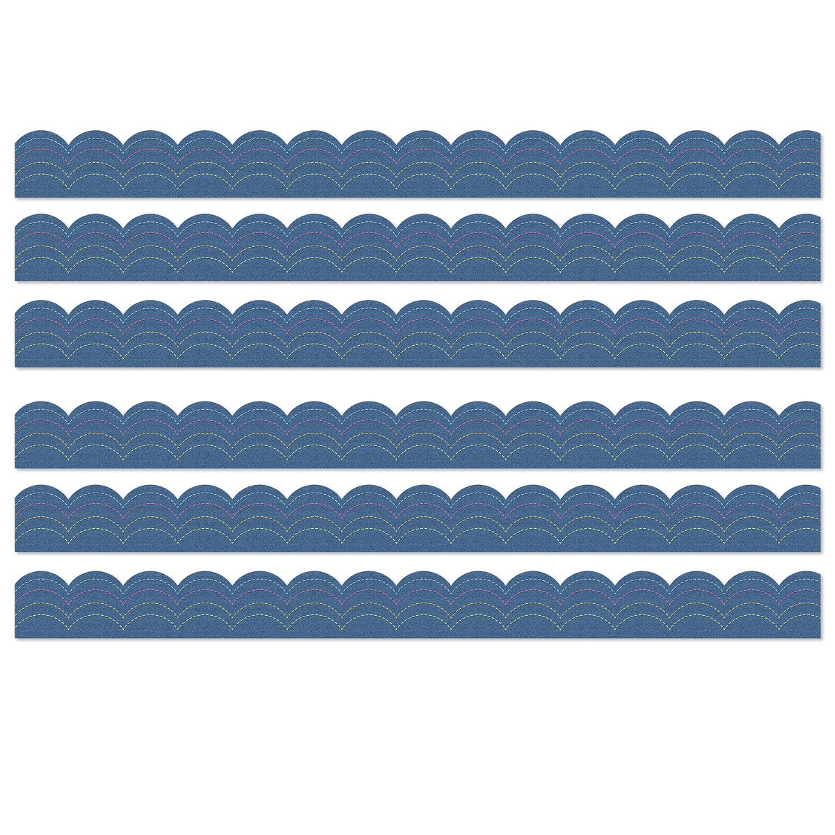Picture of Carson Dellosa CD-108546-6 0.84 x 3.36 x 38.0 in. Crafty & Cool Denim Scalloped Bulletin Board Borders&#44; Pack of 6