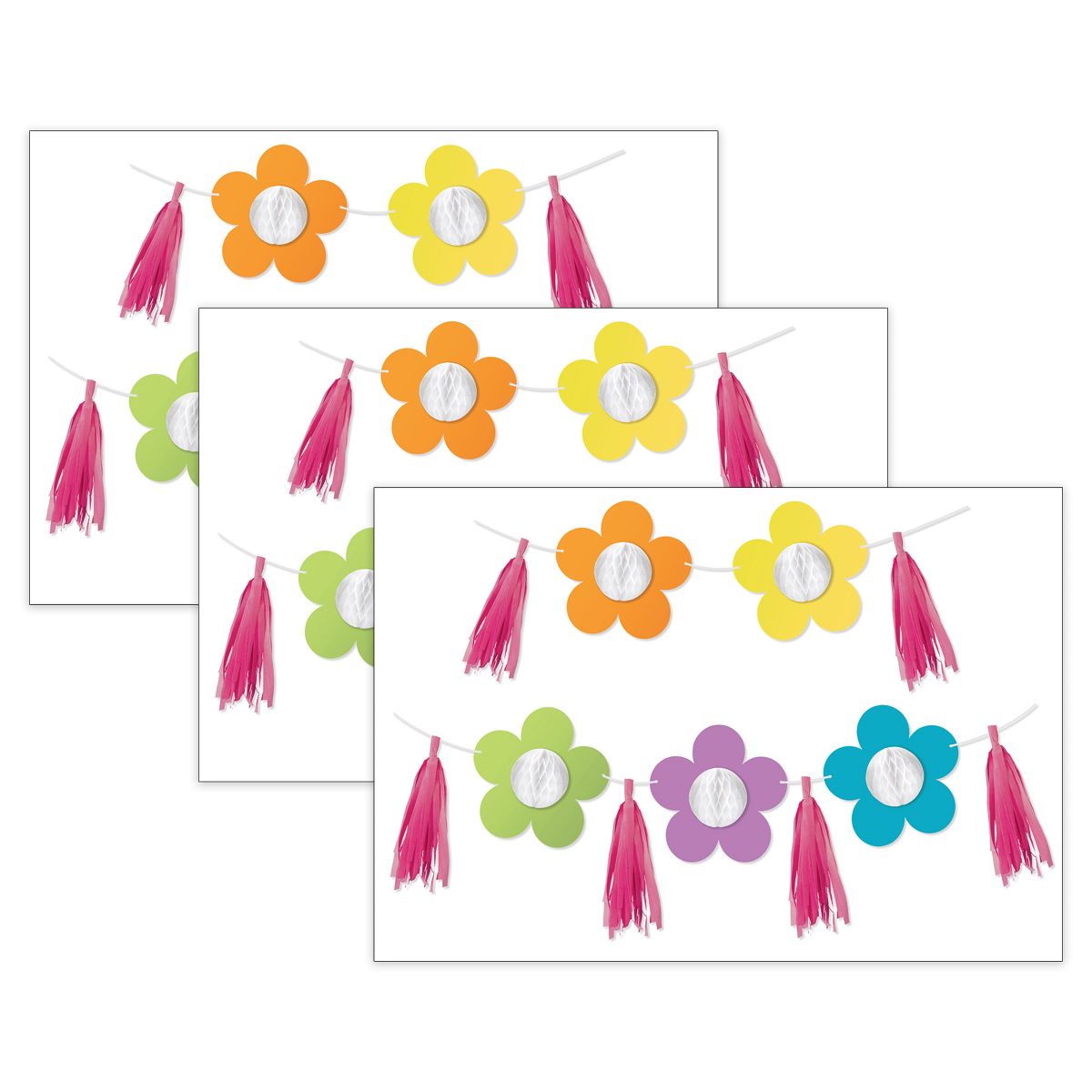Picture of Carson Dellosa CD-107012-3 1.8 x 9.0 x 10.0 in. Happily Ever Elementary Retro Remix Flowers & Tassels Dimensional Accents&#44; Pack of 3