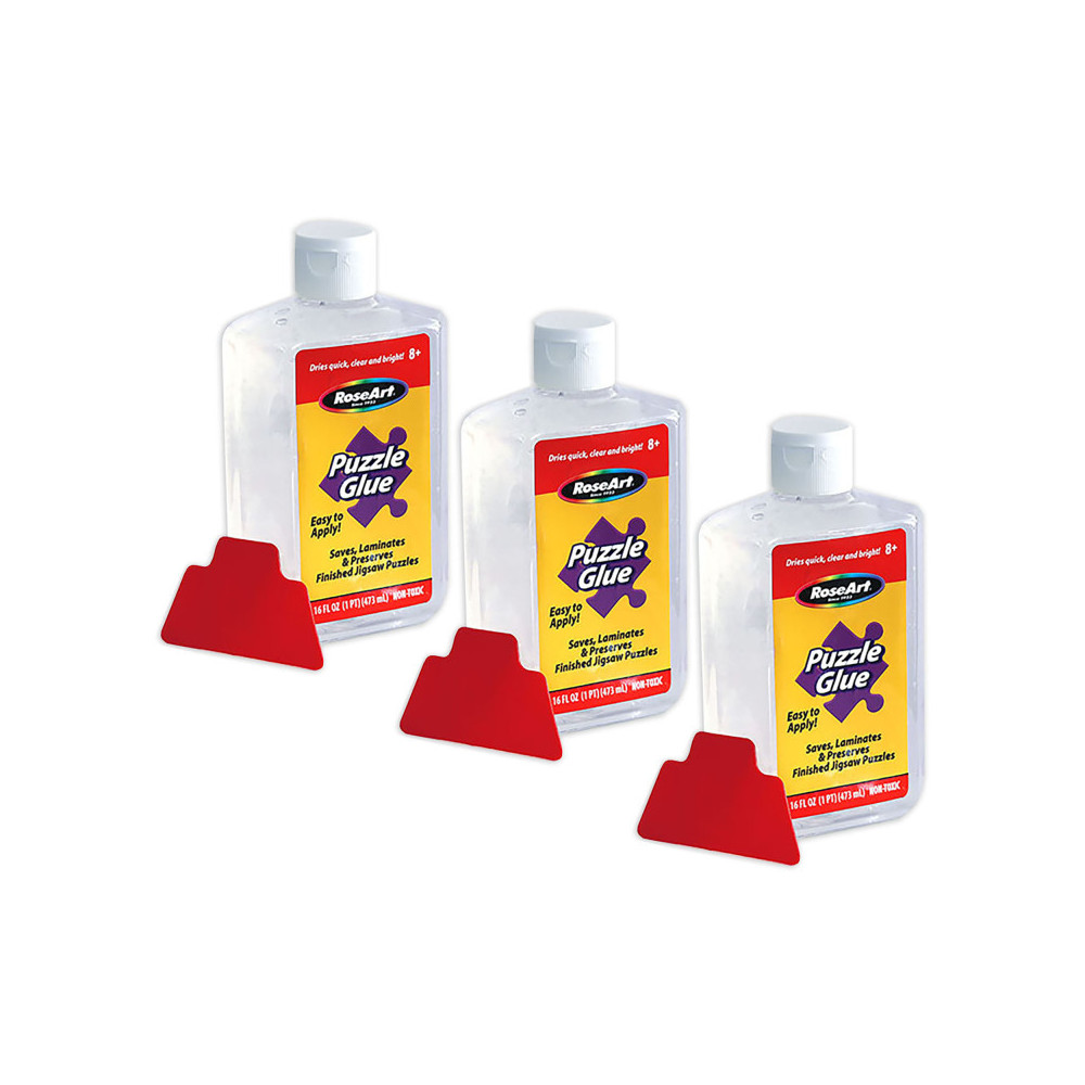 CZA9312-3 16 oz RoseArt Puzzle Glue & Applicator, Pack of 3