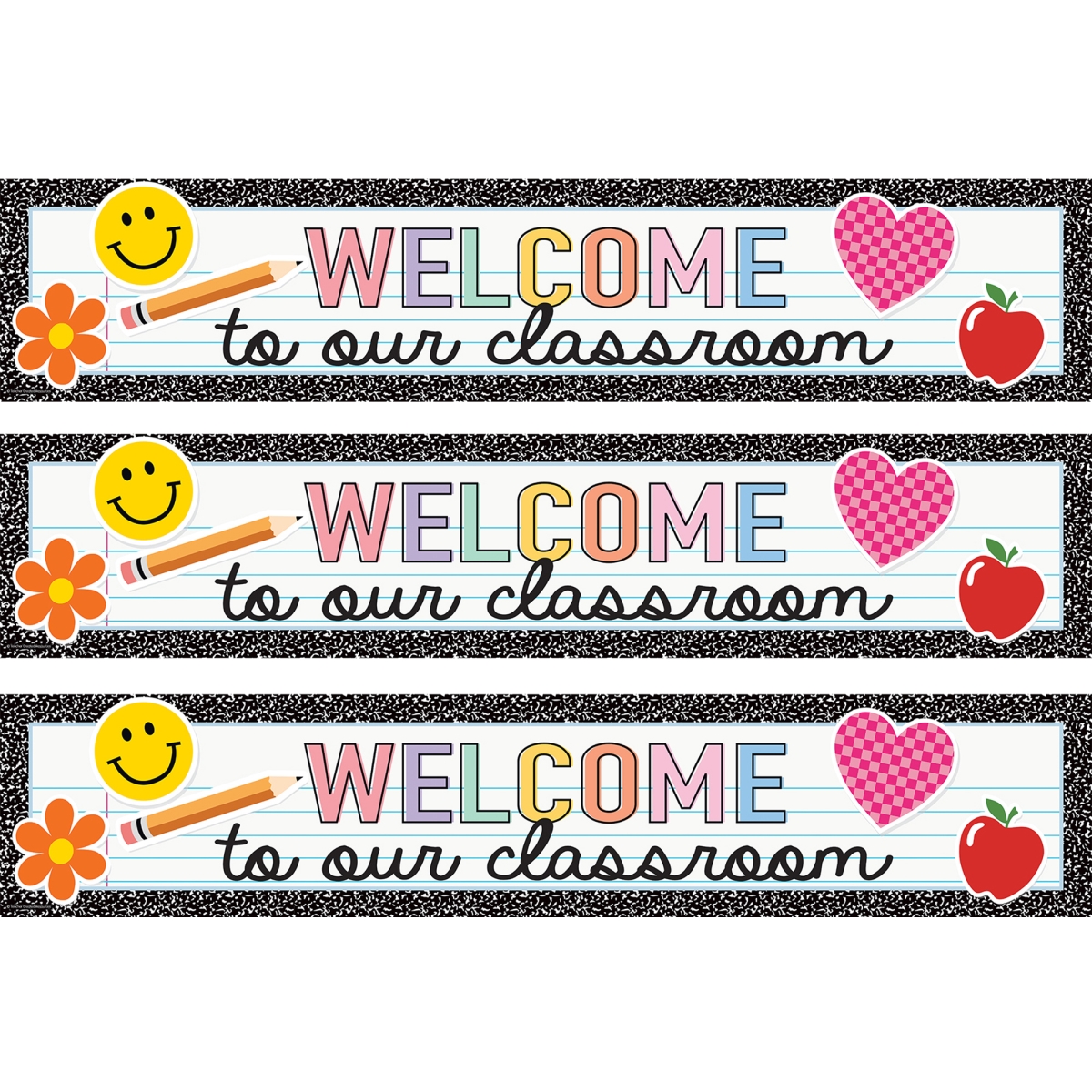 Picture of Teacher Created Resources TCR9327-3 8 x 39 in. Cool for School Welcome to Our Classroom Banner&#44; Pack of 3