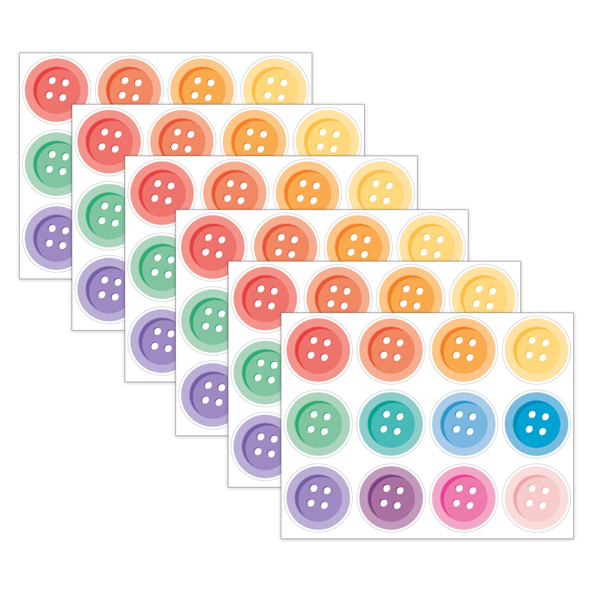 Carson Dellosa CD-120659-6 Crafty & Cool Buttons Cutouts, Pack of 6