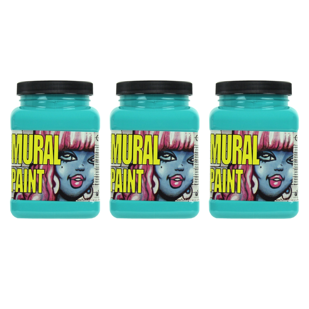 Chroma CRM2472-3 Mural Paint Pint, Calypso Cobalt Turquoise Light - Pack of 3