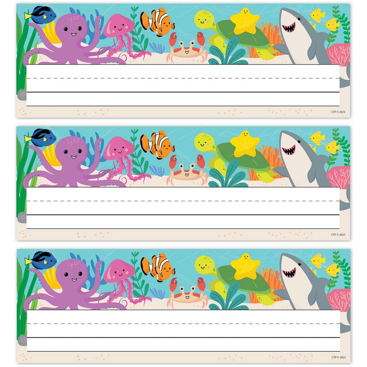 Picture of Creative Teaching Press CTP11028-3 9.5 x 3.25 in. Sea Friends Name Plates&#44; Paper - Pack of 3