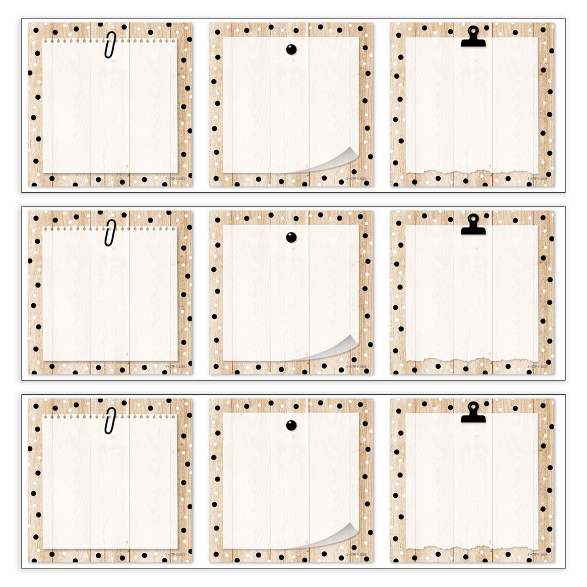 Picture of Creative Teaching Press CTP11067-3 3 in. Core Decor Polka Dots on Wood Designer Cut-Outs&#44; Paper - Pack of 3