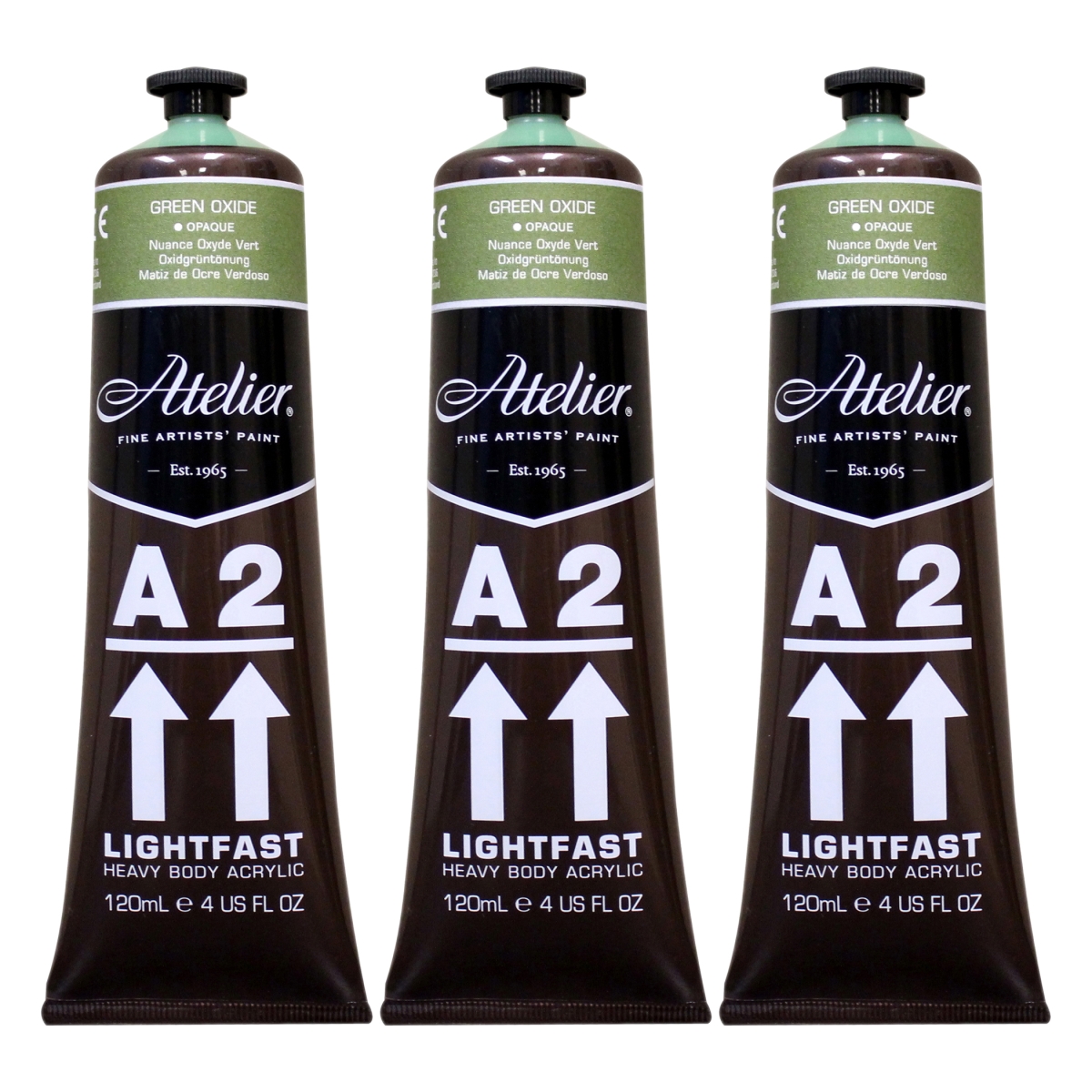 Chroma CRM782-3 A2 Heavy Body Lightfast Artist Atelier Acrylic Paint, Green Oxide Hue - Pack of 3