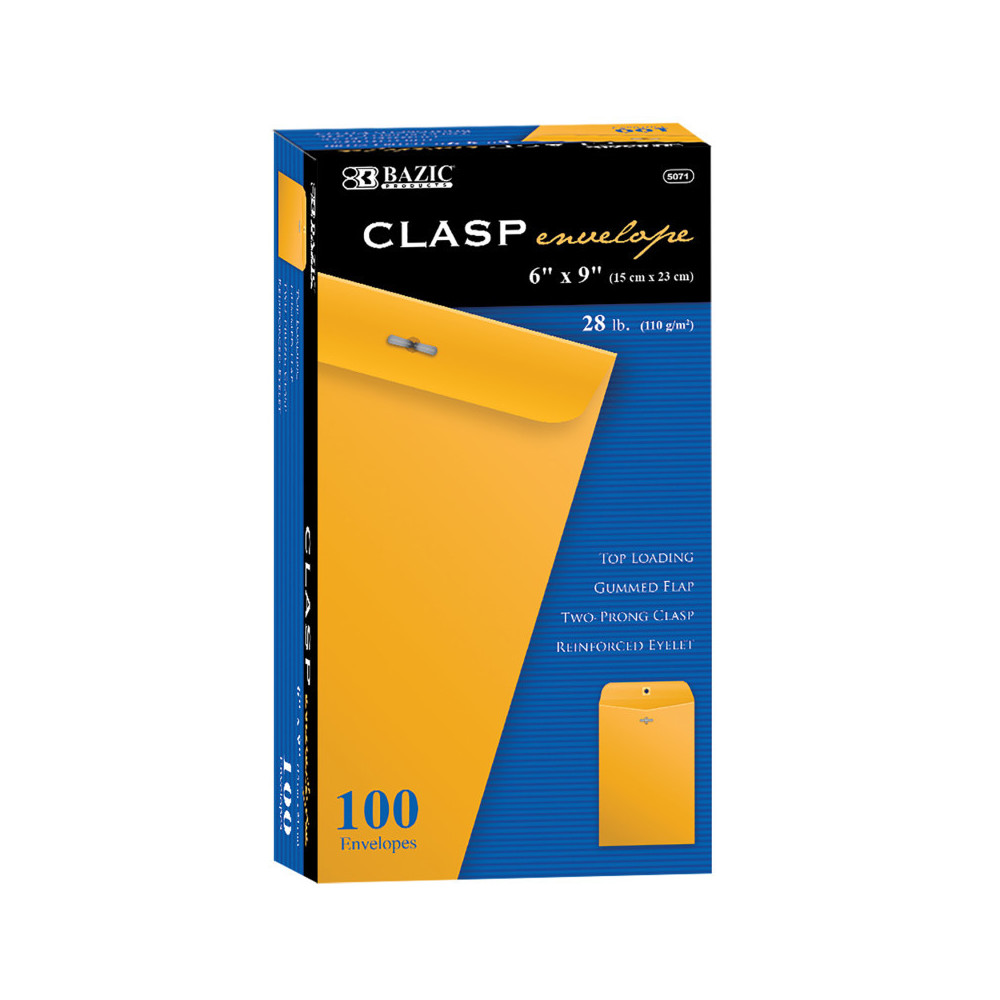 BAZ8243 6 x 9 in. Clasp Mail Envelopes - 100 Count