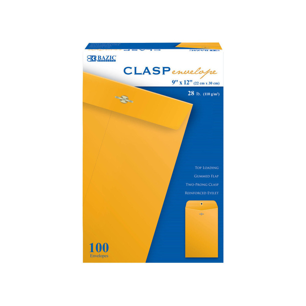 BAZ8244 9 x 12 in. Clasp Mail Envelopes - 100 Count