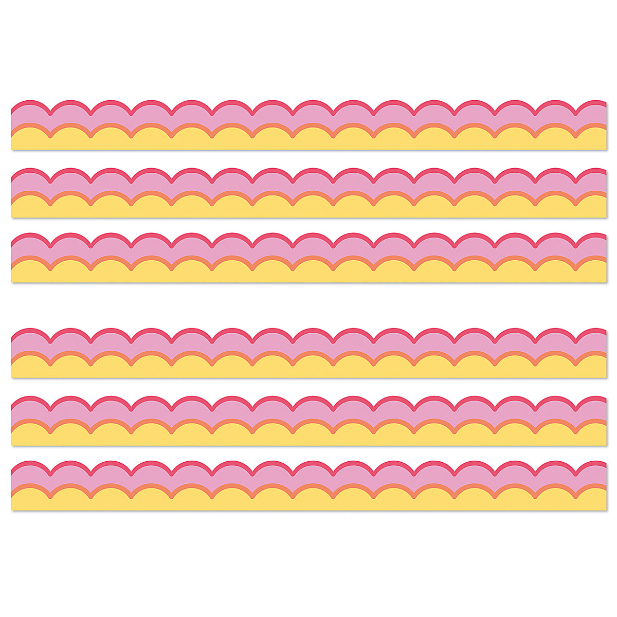 Picture of Carson Dellosa CD-108541-6 2.25 x 36 in. Happily Ever Elementary Retro Remix Scalloped Border&#44; Warm Waves - Set of 6