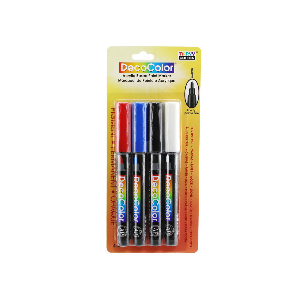UCH021504C 215-4C Acrylic Fine Tip Paint Marker Set C - 4 Piece