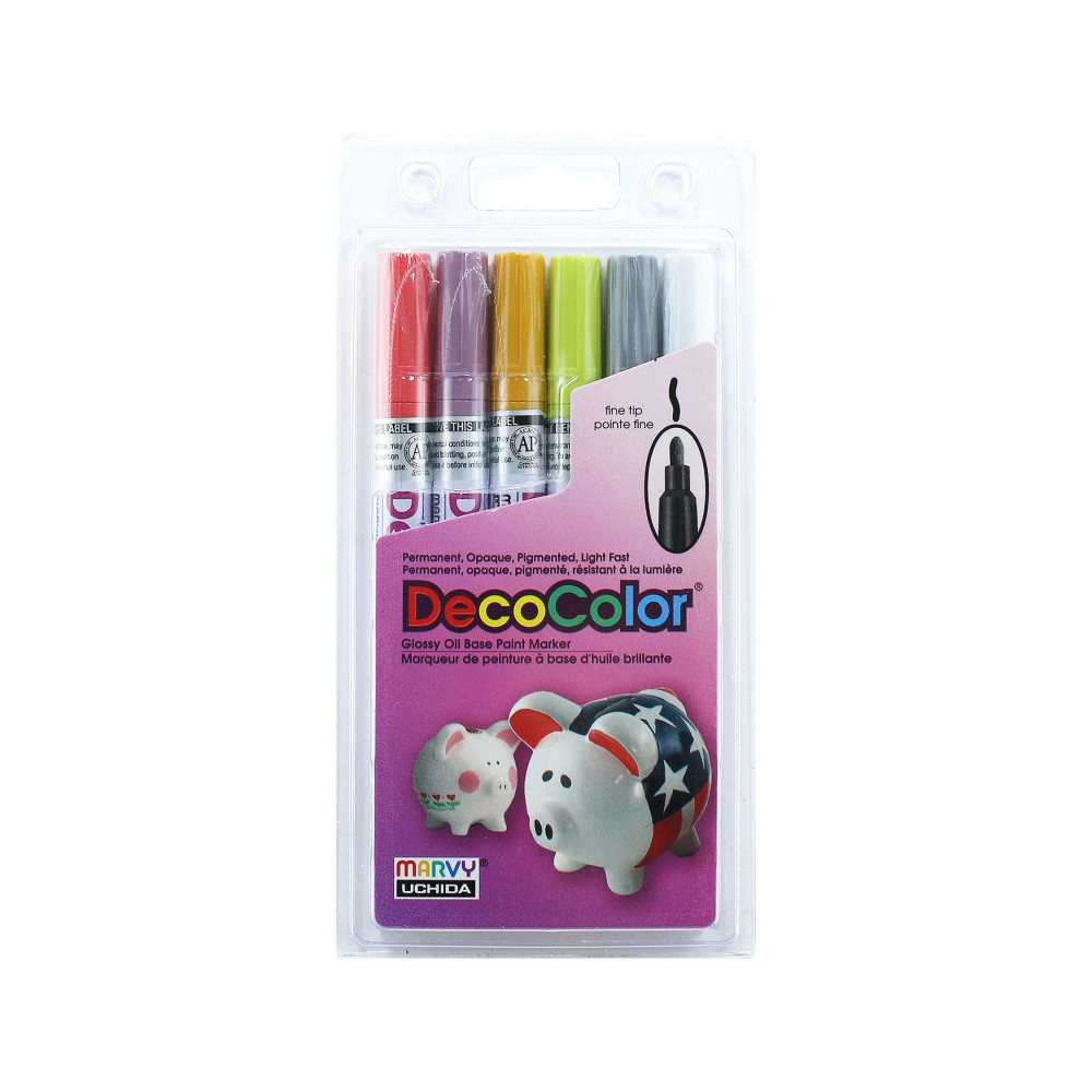 UCH02006D 200-6D Deco color Fine Tip Retro Paint Marker Set