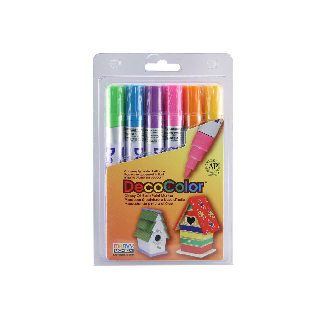 UCH03006D 300-6D Deco color Broad Tip Retro Paint Marker Set