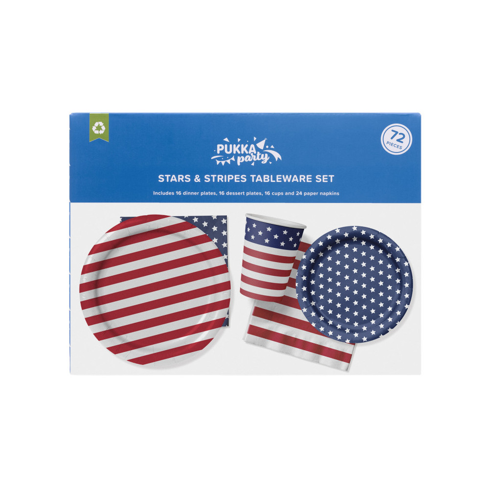 PUKPTY642 Party USA Flag Tableware Set - 72 Piece