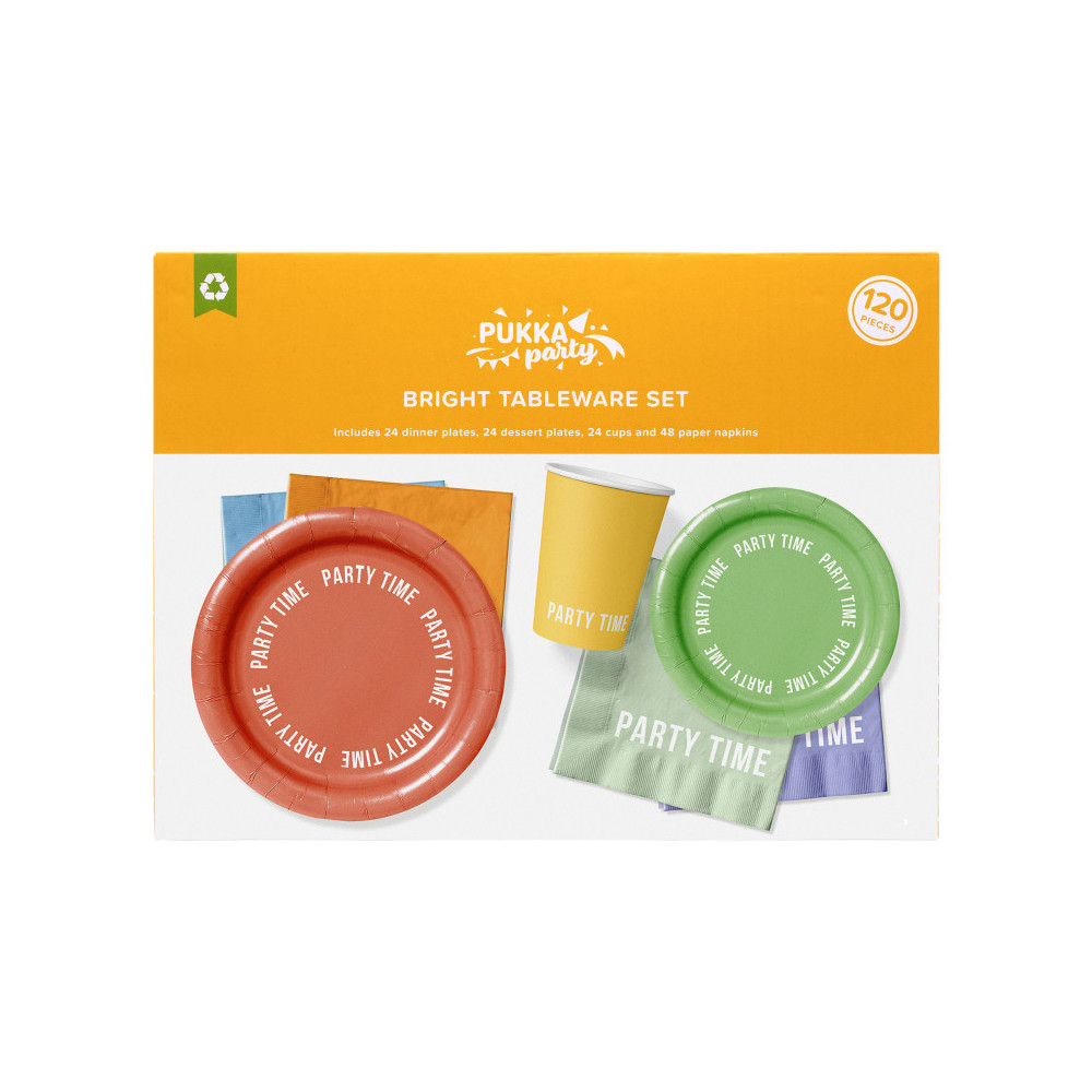PUKPTY640 Bright Party Time Tableware Set - 116 Piece