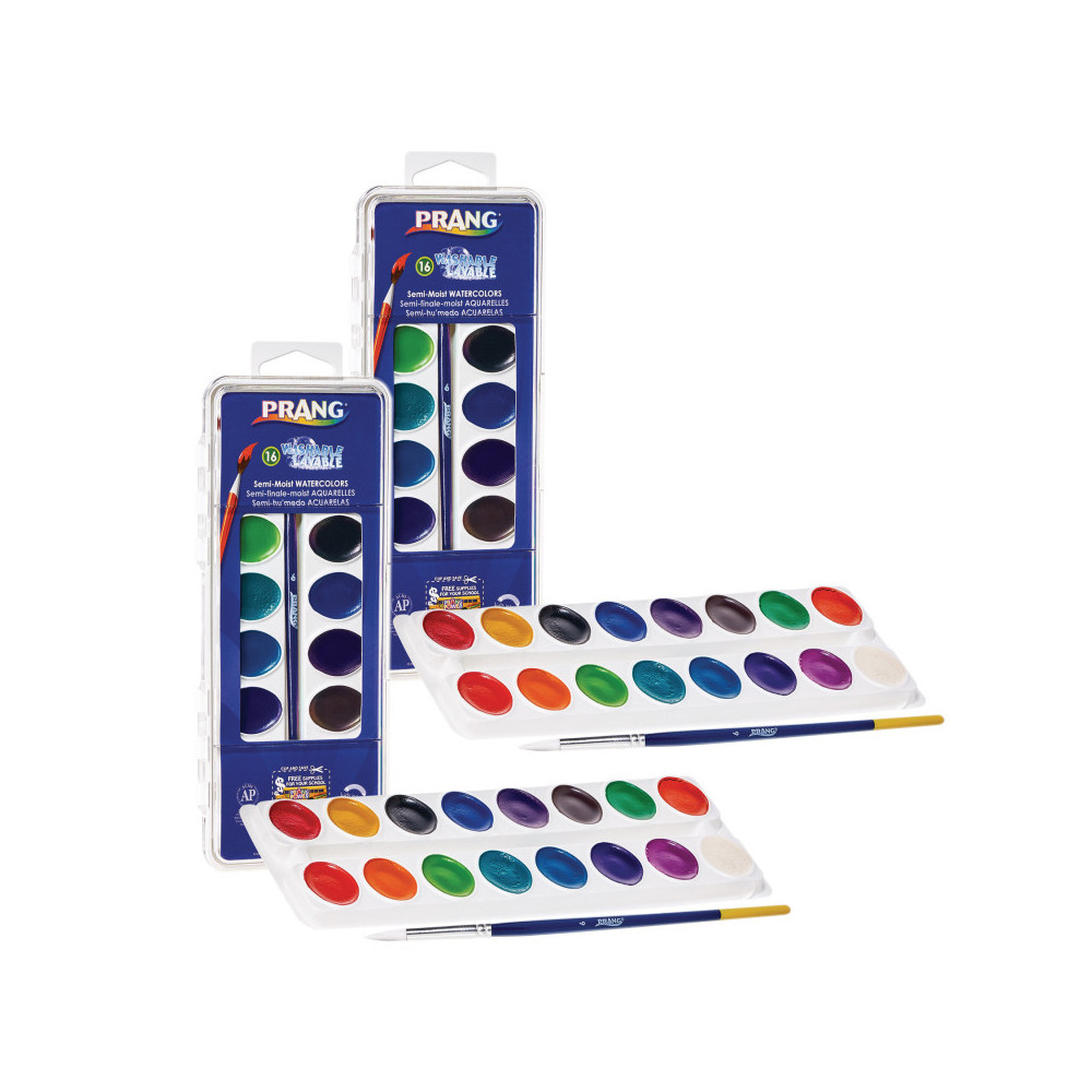 Dixon Ticonderoga DIX16016-2 Prang Semi-Moist Washable Watercolor Set, Assorted Color - Pack of 2