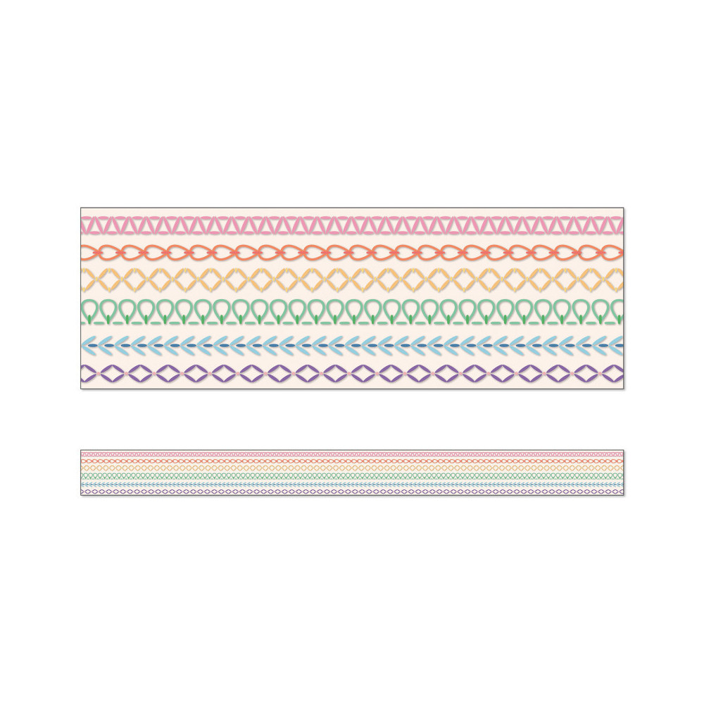CD-108545-3 36 ft. Rainbow Stitched Straight Bulletin Board Borders - Pack of 3