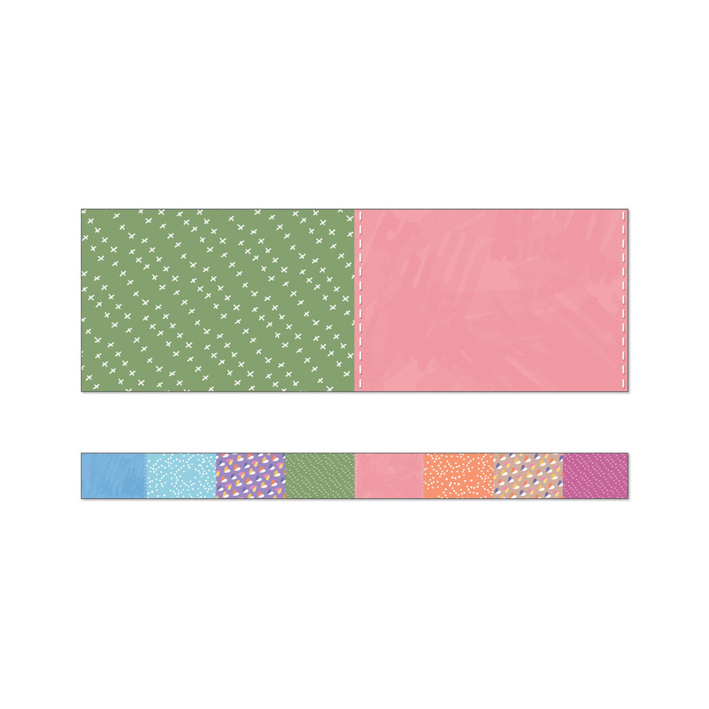 CD-108544-3 36 ft. Crafty & Cool Patchwork Straight Bulletin Board Borders - Pack of 3
