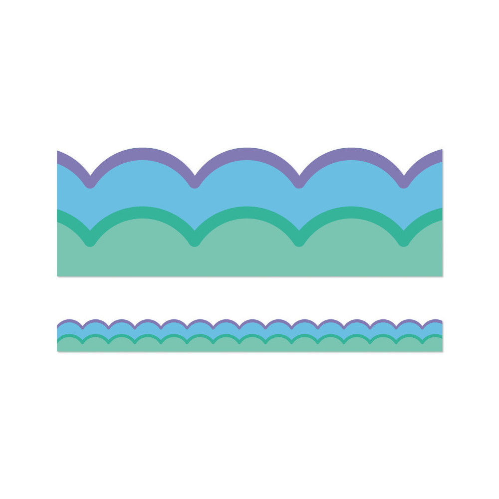 CD-108540-3 39 ft. Happily Ever Elementary Retro Remix Cool Waves Scalloped Bulletin Board Borders - Pack of 3