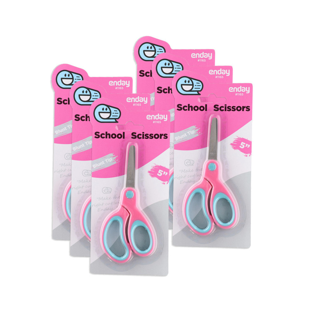 EDY11656-2 5 in. Round Tip Soft Grip School Scissors - Pink - Pack of 2