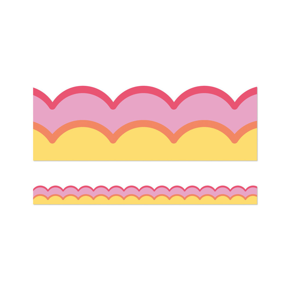 CD-108541-3 39 ft. Happily Ever Elementary Retro Remix Warm Waves Scalloped Bulletin Board Borders - Pack of 3