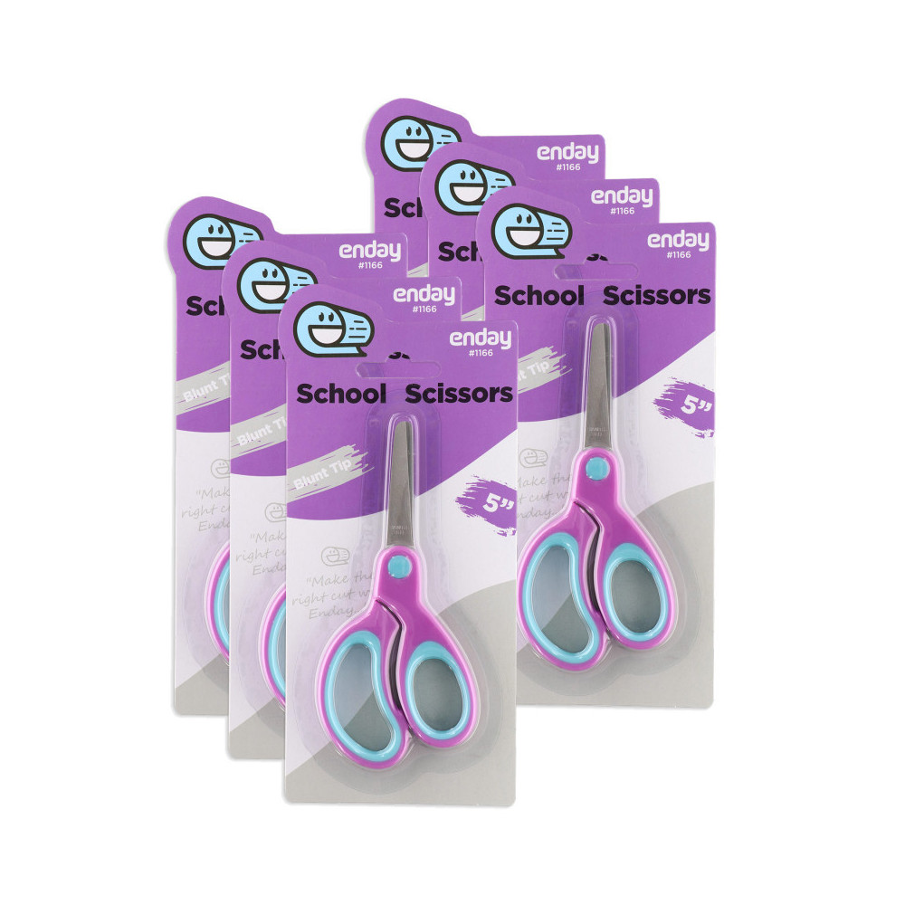 EDY11666-2 5 in. Round Tip Soft Grip School Scissors - Purple - Pack of 2