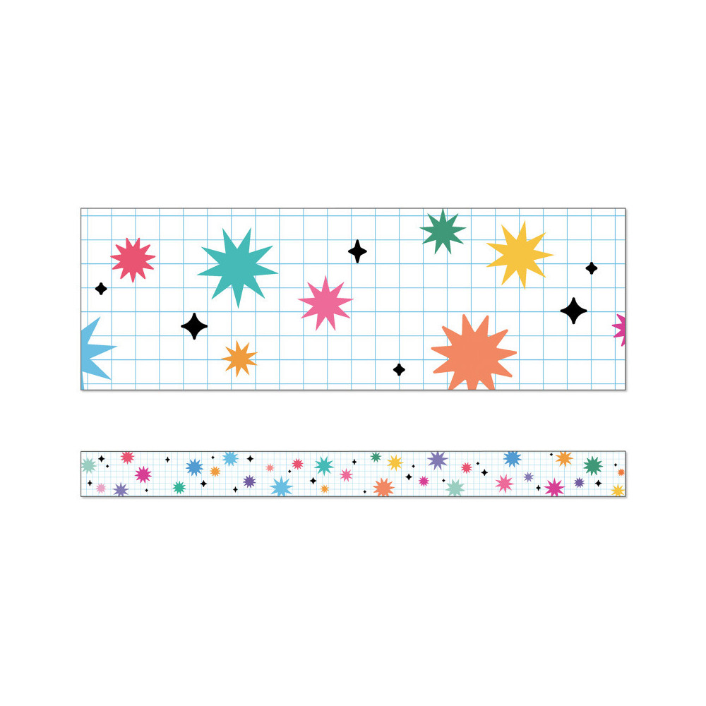 CD-108542-3 36 ft. Happily Ever Elementary Retro Remix Bursts & Twinkles Straight Bulletin Board Borders - Pack of 3