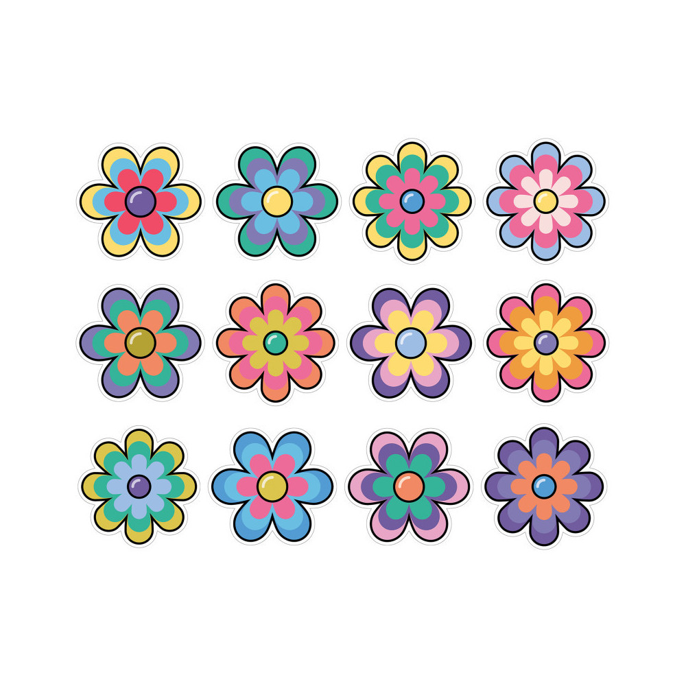 CD-120655-3 Happily Ever Elementary Retro Remix Jumbo Flowers Cutouts - Pack of 3