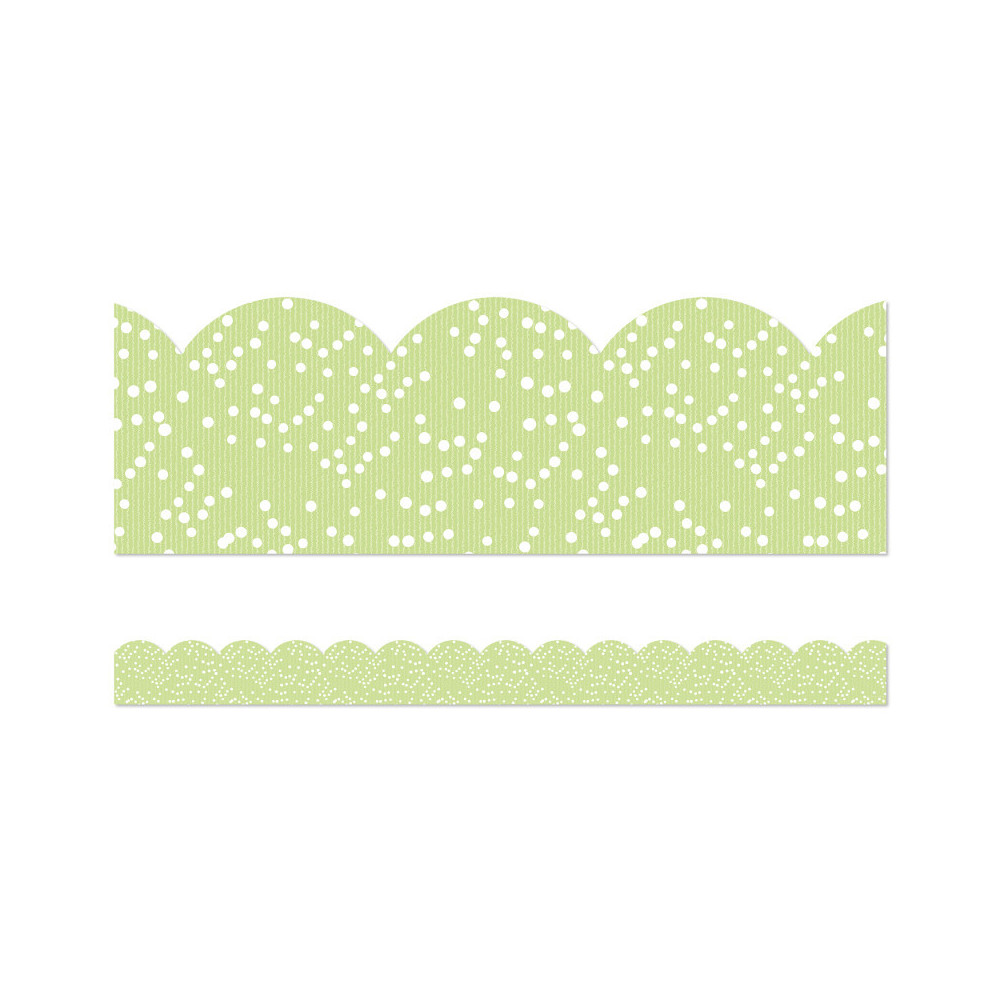 CD-108547-3 39 ft. Crafty & Cool Light Green with Dots Scalloped Bulletin Board Borders - Pack of 3