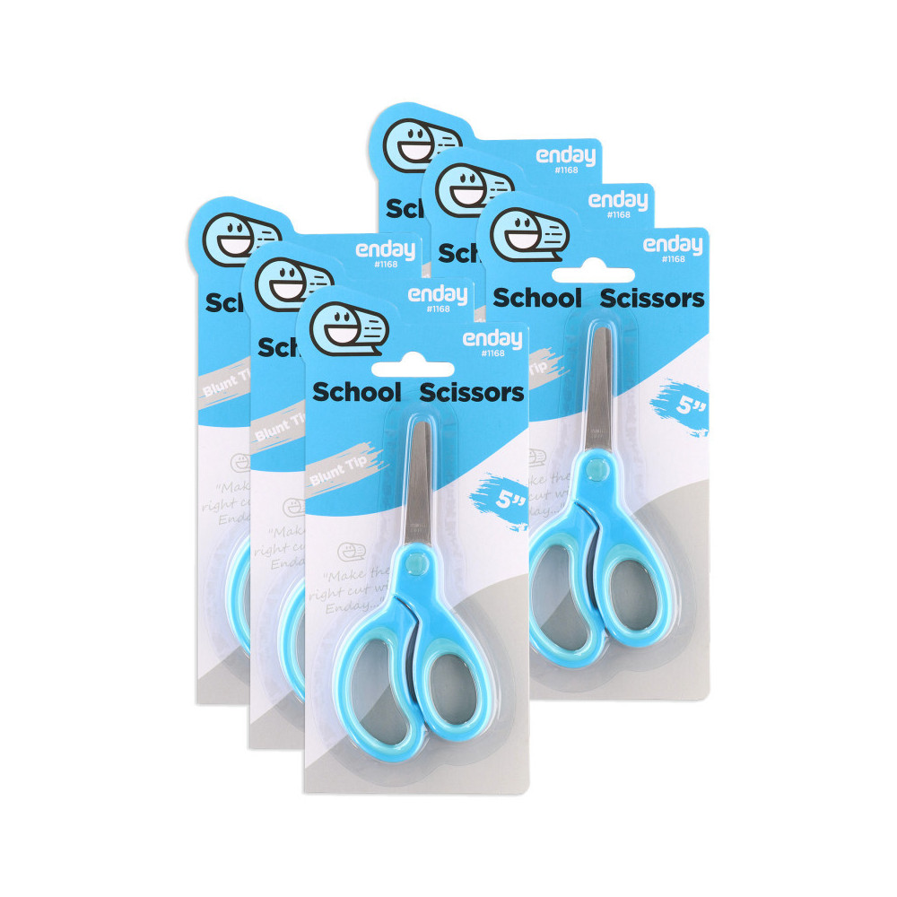 EDY11686-2 5 in. Round Tip Soft Grip School Scissors - Blue - Pack of 2