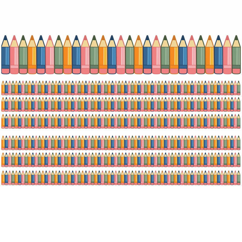 EU-845693-6 Die Cut Pencils Deco Trim, 37 ft. per Pack - Pack of 6
