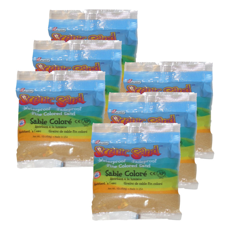 API4495-6 1 lbs Craft Colored Sand, Light Brown - Pack of 6