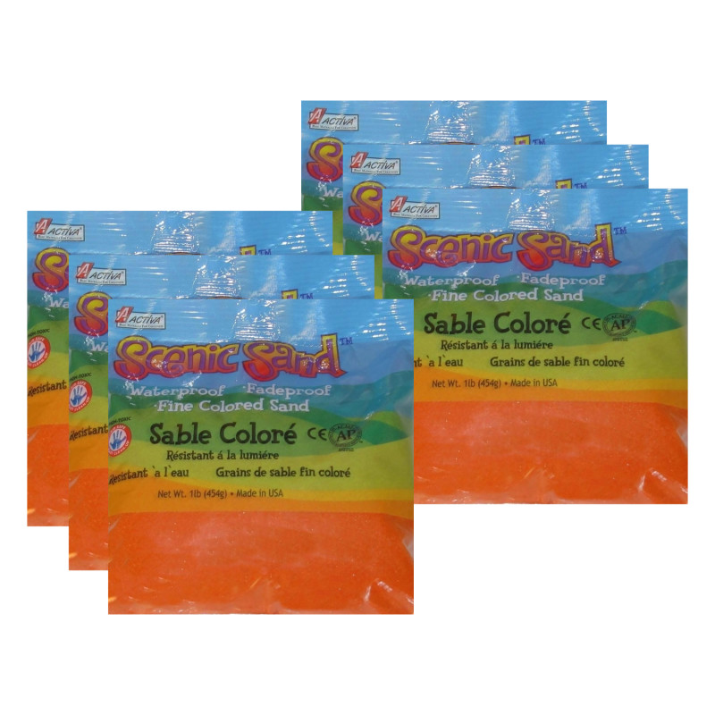 API4490-6 1 lbs Scenic Sand Craft Colored Sand, Orange - Pack of 6