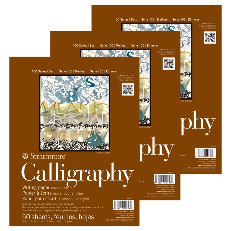 STTP405111-3 8.5 x 11 in. 400 Series Tape Binding Calligraphy Paper Pad, 50 Sheet - Pack of 3