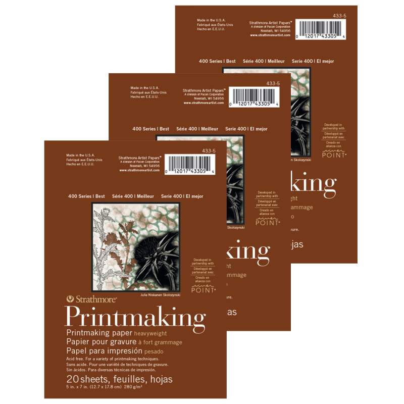 STTP4335-3 5 x 7 in. 400 Series Heavyweight Glue Binding Printmaking Paper Pad, 20 Sheet - Pack of 3
