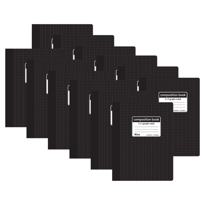 C-Line CLI22301-12 5 x 5 in. Graph Ruled Composition Notebook, Black, Pack of 12