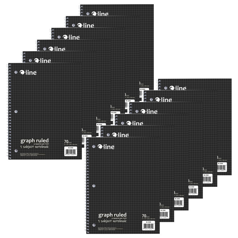 C-Line CLI22300-12 4 x 4 in. Graph Ruled 1-Subject Notebook, Black - Pack of 12