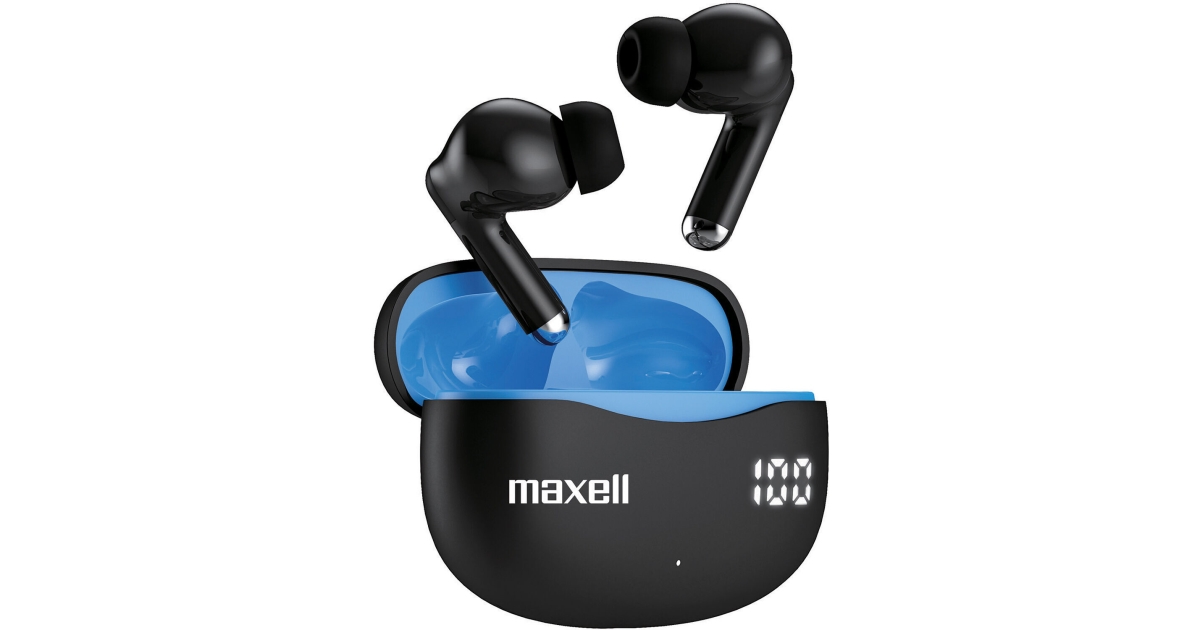 Maxell MAX197311 Bass 13 True Wireless Active Noise Cancellation Earbuds - Black