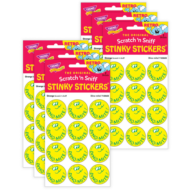 T-83653-6 Dino-Mite - Orange Scent Stickers, 24 per Pack - Pack of 6